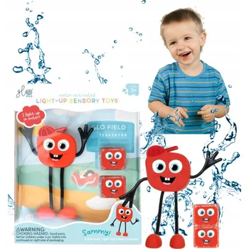 Hračka pro nejmenší Figurka do koupele Glo Pals Sammy + 2 svítící senzorické kostky