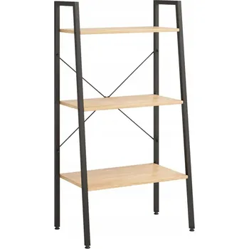 regál Stojací regál žebříkový, 3-patrový, světle hnědý/černý, 56x35x108 cm