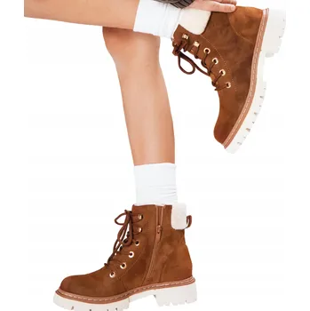 Dámská zimní obuv Dámské zateplené workery/trapery, velbloudí barva ZY1290 - 39