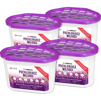 Odvlhčovač vzduchu 4X POHLCOVAČ VLHKOSTI ODVLHČOVAČ VZDUCHU INVEST 230g VŮNĚ LEVANDULE