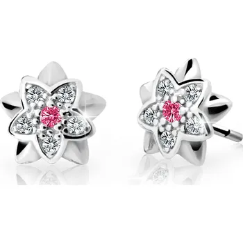 Náušnice ŠPERKY-NM, Zlaté dívčí náušnice v bílém zlatě 1708 šroubek Barva kamene: červená - rubín, Barva zlata: žlutá