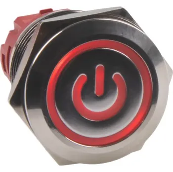Autodíl Tlačítko kovové kulaté, červené podsvícení
