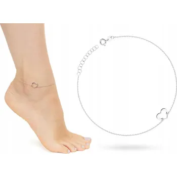 Náramek STŘÍBRNÝ NÁRAMEK dámský na NOHU KOTNÍK ryzost 925 SRDCE SRDÍČKO