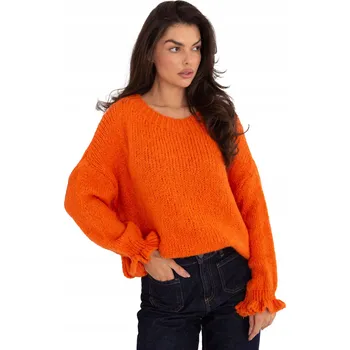 Dámský svetr Dámský svetr oversize s volánky na rukávech