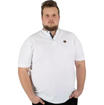 Pánské tričko Velké pánské hladké polo tričko se stojatým límečkem Double PS-3046 bílé (6XL)