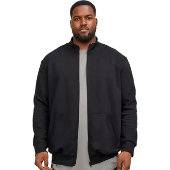 Oblečení a móda Velká pánská rozepínací mikina se stojáčkem jednobarevná Jack & Jones 12253745 černá (5XL)