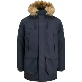 Pánská bunda Velká pánská bunda s kapucí parka Jack & Jones 12285649 tmavě modrá (5XL)