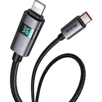 Mcdodo – datový kabel (CA-6570) – USB-C na Lightning, LED displej, 36W, 1,2m – černý