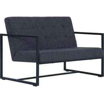 Pohovka Dvojmístná pohovka tmavě šedá 114 x 78 x 81 cm, dřevěný rám, ocelové nohy