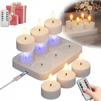 Svíčka 6 kusů LED čajových svíček s možností dobíjení a dálkovým ovládáním