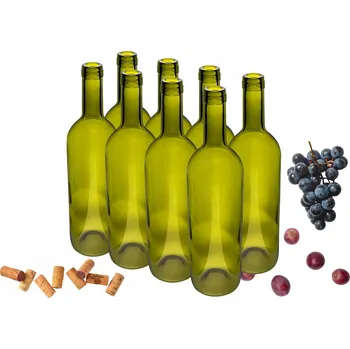 Sklenice Sada 8 zelených skleněných lahví na víno 750 ml