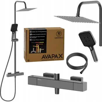 Sprchový set Sprchový panel s termostatickou baterií, nastavitelný, černý CUBIC AVAPAX