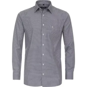 Pánská košile Velká pánská košile s drobným kostkovaným vzorem s dlouhým rukávem Casa Moda 334097900-101 šedá (52R)