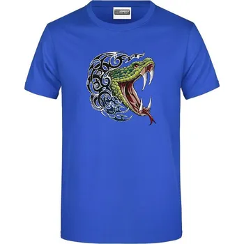 panske-levne-bavlnene-tricko-digi-potisk-tatoo-kobra Barva: Royal blue - královsky modrá, velikost: 5XL