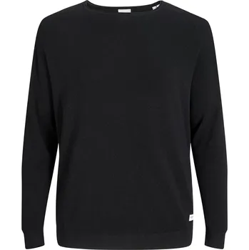 Pánský svetr Velký pánský hladký svetr přes hlavu Jack & Jones 12163781 černý (8XL)