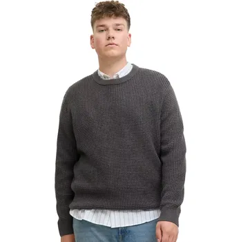 Pánský svetr Velký pánský svetr přes hlavu Jack & Jones 12287722 tmavě šedý (6XL)