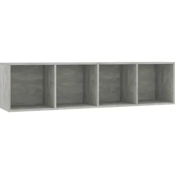 Knihovna Regál na knihy 143x30x36 cm šedý beton, 4 přihrádky, možnost horizontální montáže