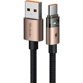 Mcdodo – datový kabel (CA-6891) – s nabíjecím světlem, USB-C na USB-A, průhledný kabel, 6A, 1,2m – Desert Gold