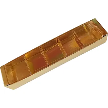 Dárková krabička Krabička na pralinky zlatá 21 × 5 × 3,5 cm