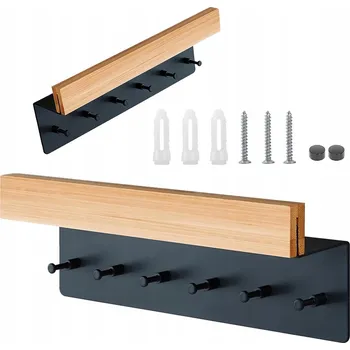 Věšák WIESZAK ŚCIENNY ÓŁKĄ ORGANIZER NA KLÍČE SE 6 HÁČKY ČERNÝ