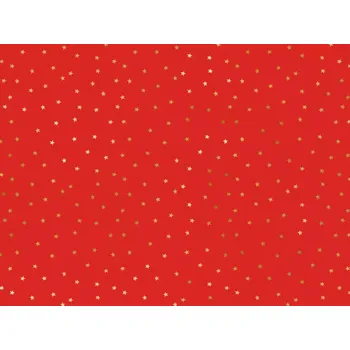 Balící papír Balící papír červený se zlatými hvězdami 70 x 200 cm