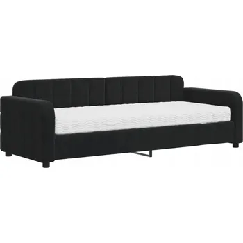 Pohovka Černá pohovka 2 v 1 s matrací 223 x 91 x 71 cm