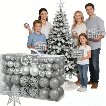 Vánoční dekorace SADA VÁNOČNÍCH BANĚK OZDOB NA VÁNOČNÍ STROMEČEK 101 KS VÁNOČNÍ DEKORACE NEROZBITNÉ