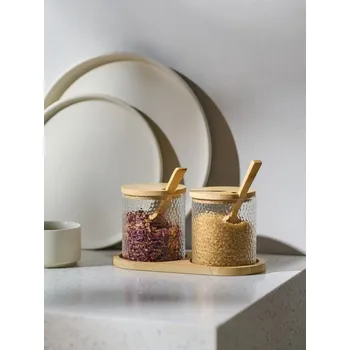 Dóza na potraviny Sinsay - Sada nádob na potraviny s podstavcem - clear - 205HO-CLR - 205HO-CLR-ONE