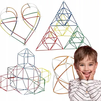 ostatní stavebnice XXL SADA STAVEBNÍCH SLÁMEK STAVEBNICE TRUBIČKY DÁREK 800 DÍLŮ 19,5 CM WOOPIE