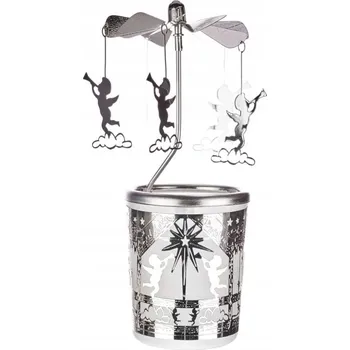 Svícen Otočný svícen na čajovou svíčku - Anděl se stříbrnou trubkou