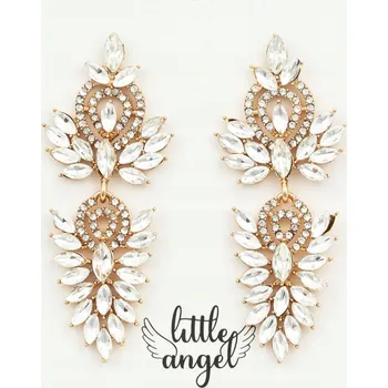 Náušnice Zlaté náušnice s krystaly, dlouhé, třpytivé, elegantní, večerní