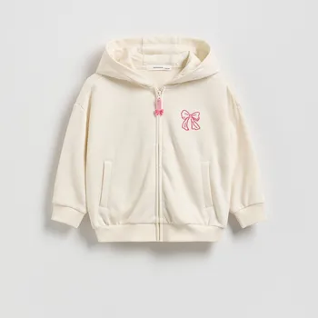 Dětská móda Reserved - Mikina s&nbsp;kapucí - krémová - 310FA-01X - 310FA-01X-80