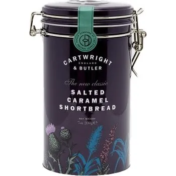 Cartwright & Butler Salted Caramel Shortbread Sušenky se slaným karamelem v plechové dóze, 200 g