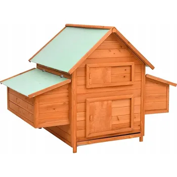 kurník Dřevěný kurník z jedlového dřeva 150 x 96 x 110 cm, voděodolná střecha, 2 hnízda