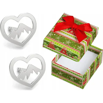 Náušnice Náušnice Stříbrná Srdce Dámské šroubky Hory v srdci Srdíčka s horami 925