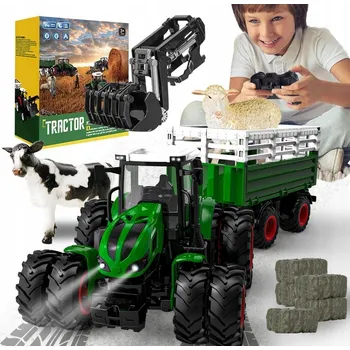 autíčko PENGBU RC traktor hračka pro děti od 3 4 6 8 let, 2.4 GHz dálkově ovládaný traktor
