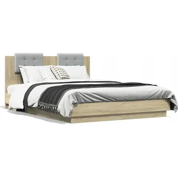 Postel Rám postele s čelem 120x200 dub sonoma/světle šedá