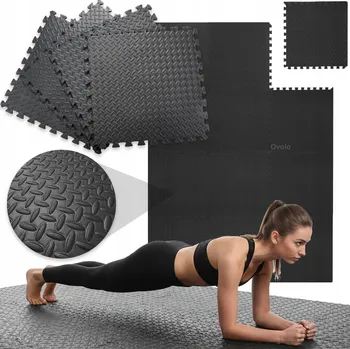 Zátěžová podložka Ochranná podložka do posilovny PODLAHÁ pod stroje 1,8x2,4m černá 12 KUSŮ