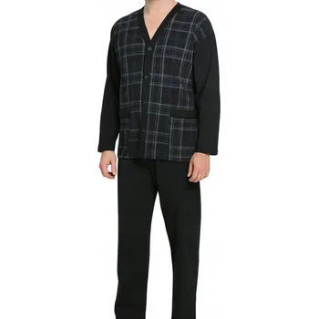 Pánské pyžamo BAVLNĚNÉ ROZEPÍNACÍ PÁNSKÉ PYŽAMO DLOUHÝ RUKÁV XXL