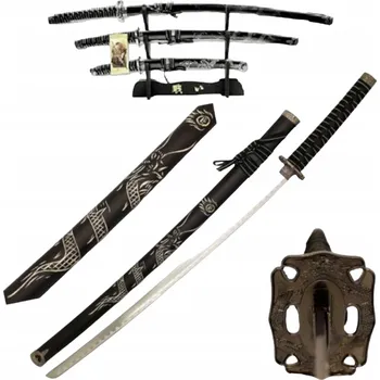 Replika zbraně ČERNÝ DRAK KATANA WAKIZASHI TANTO STOJAN HK1107