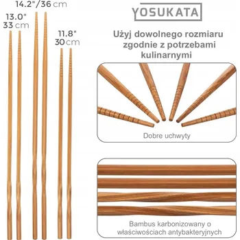 Obraz YOSUKATA Dřevěné hůlky na vaření, sada 3 párů 30/33/36 cm, přírodní