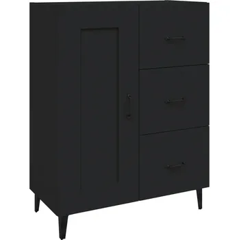 Koupelnový nábytek Černá boční skříňka 69,5 x 34 x 90 cm s přihrádkami a pevnou deskou