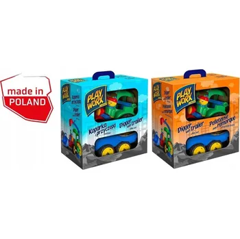 autíčko Velké rypadlo-nakladač s přívěsem, ozdobná modrá Krabička