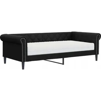 Pohovka Rozkládací pohovka s matrací 2 v 1, černá, 235x100x68 cm