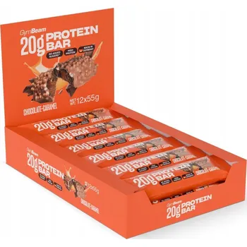 PROTEINOVÁ TYČINKA 20 G BEZ PŘIDANÉHO CUKRU MĚKKÁ GymBeam 12x55g čokoládovo- karamel