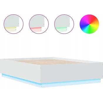 Postel Rám postele s RGB LED osvětlením 193x138x40 cm, bílý