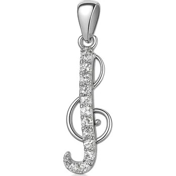 Přívěsek Stříbrný přívěsek houslový klíč se zirkony Hakim