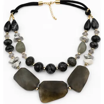 Náhrdelník Luxusní dvouřadý náhrdelník z polodrahokamů v zemitých tónech