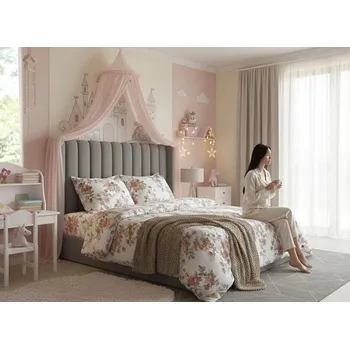 Povlečení Sada povlečení ze 100% bavlny s růžovými květy, 4 díly, slonovinová bílá, 160×200 cm