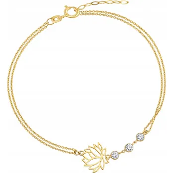 Náramek Dámský zlatý náramek 585, celebritka s lotosovým květem a zirkony, 14kt